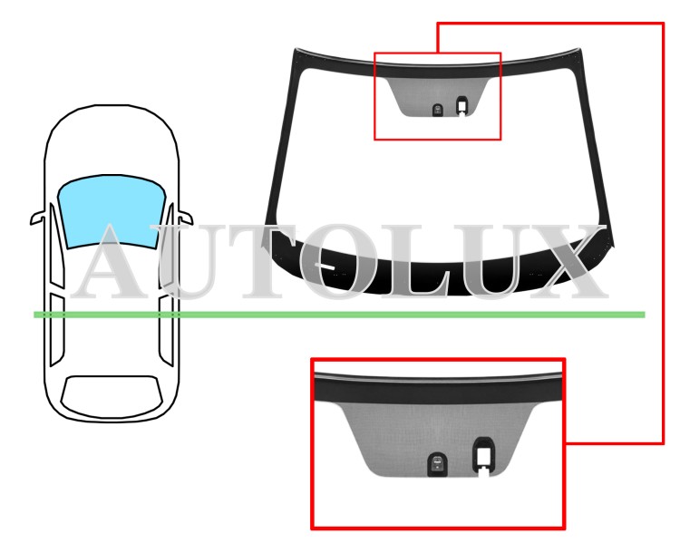 Parabrisas mazda 2 2014-2019 delantero / verde / con base espejo / con sensor / molduras premontadas. Referencia Eurocode: 5183AGNMVW