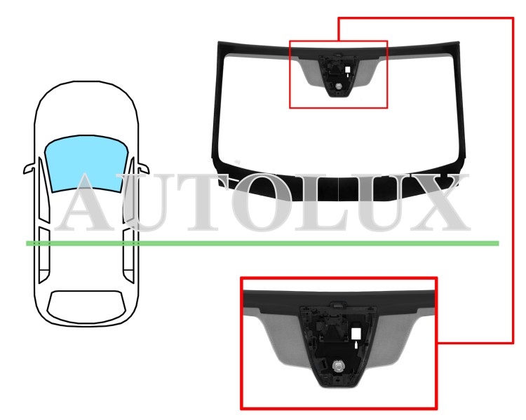 Parabrisas mazda 3 2019-> 4/5 puertas / delantero / verde / acustico / con base espejo / con sensor / pantalla integrada / molduras premontadas. Referencia Eurocode: 5188AGAMUVZ