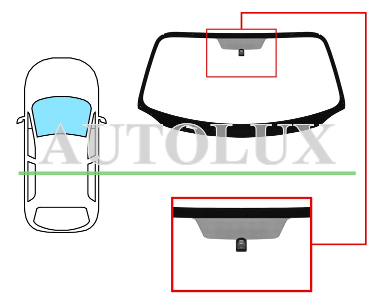 Parabrisas mazda mx5 2015-2018 delantero / verde / acustico / con base espejo / molduras premontadas. Referencia Eurocode: 5185AGAV