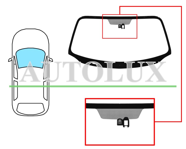 Parabrisas mazda mx5 2015-2018 delantero / verde / acustico / con base espejo / con sensor / molduras premontadas. Referencia Eurocode: 5185AGAMV