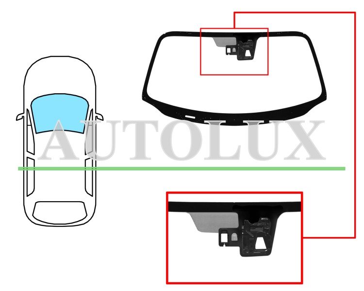 Parabrisas mazda mx5 2015-2018 delantero / verde / acustico / con base espejo / con sensor / con soporte camara / molduras premontadas. Referencia Eurocode: 5185AGACMV