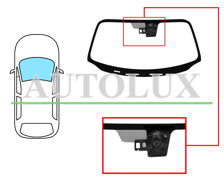 Parabrisas mazda mx5 2015-2018 delantero / verde / acustico / con base espejo / con sensor / con soporte camara modificado / molduras premontadas. Referencia Eurocode: 5185AGACMV1L