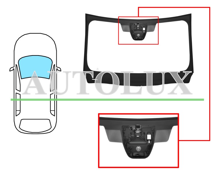 Parabrisas mazda cx-60 2022-> delantero / verde / acustico / con base espejo / con sensor / con soporte camara / molduras premontadas. Referencia Eurocode: 5192AGACMVZ
