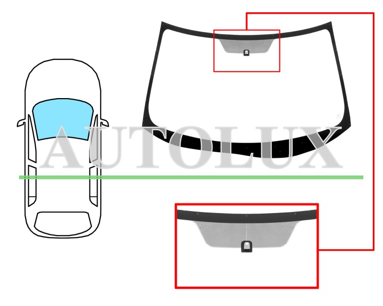 Parabrisas mitsubishi outlander 2006-2010 delantero / verde / con base espejo. Referencia Eurocode: 5680AGN