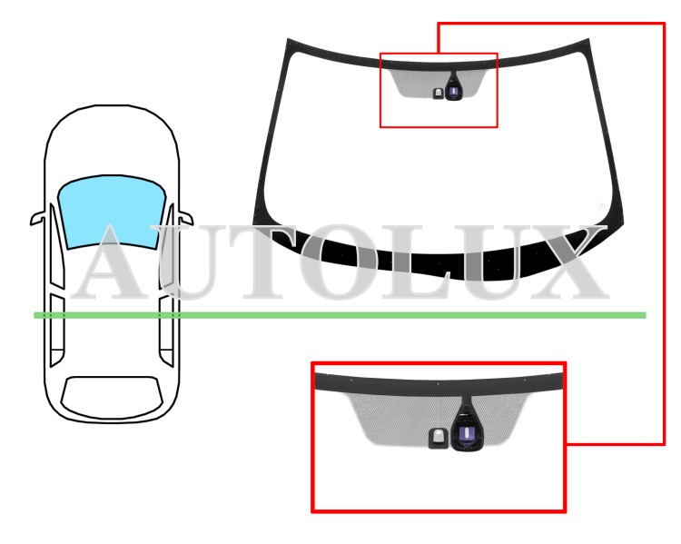 Parabrisas mitsubishi outlander 2006-2010 delantero / verde / con base espejo / con sensor. Referencia Eurocode: 5680AGNM1B