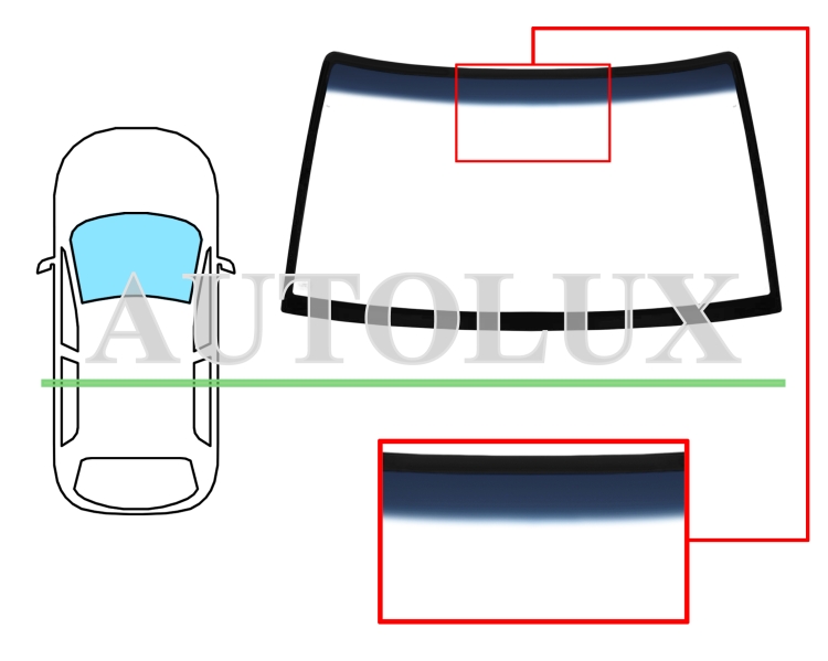 Parabrisas nissan 200sx 1988-1994 delantero / verde banda azul. Referencia Eurocode: 5977AGNBL