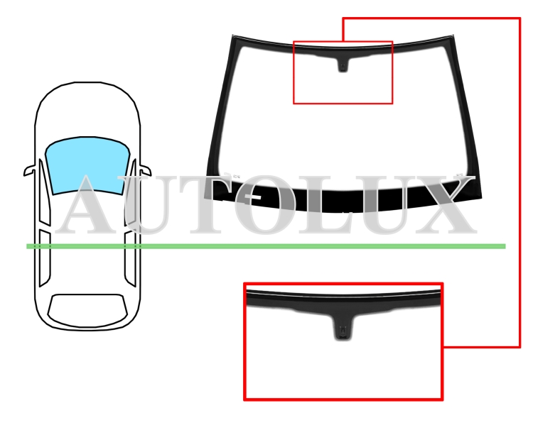 Parabrisas opel astra h gtc 2004-2009 3 puertas / delantero / verde / con base espejo 6,5cm / molduras premontadas. Referencia Eurocode: 6306AGNVZ1Q