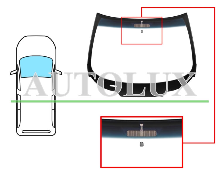 Parabrisas opel sintra 1996-1999 delantero / reflectante / banda azul / con base espejo / antena / molduras premontadas. Referencia Eurocode: 6281AGCBLAVZ