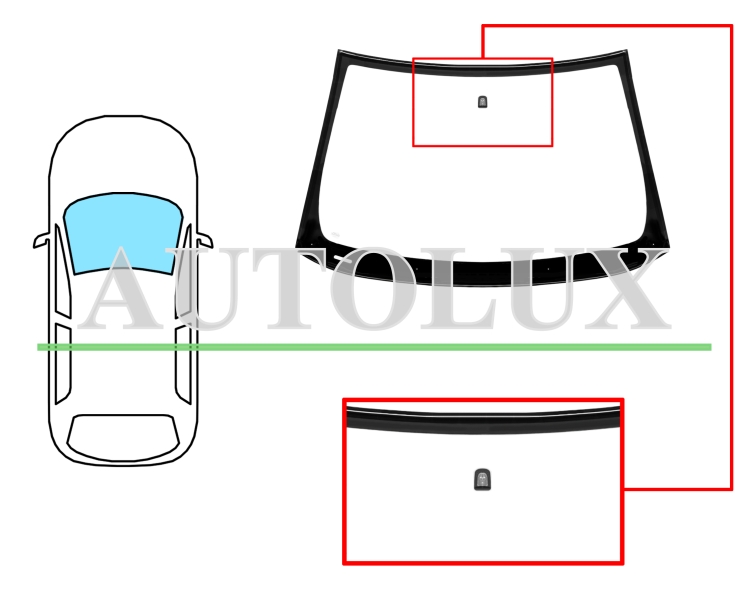 Parabrisas opel adam 2012-2019 delantero / verde / con base espejo / molduras premontadas. Referencia Eurocode: 6338AGSVWZ