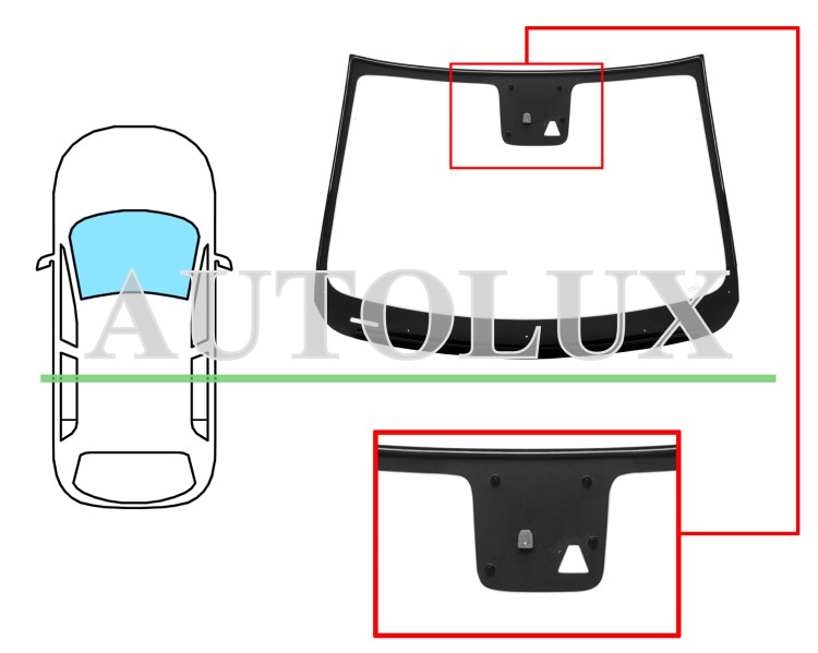 Parabrisas opel karl 2015-2019 delantero / verde / con base espejo / con soporte camara. Referencia Eurocode: 6343AGSCV