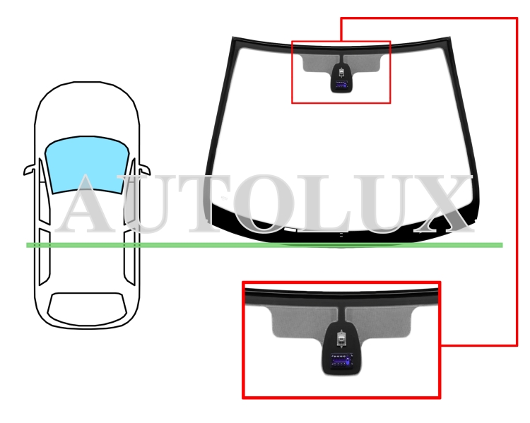 Parabrisas peugeot 207 2009-2012 3/5 puertas / familiar / delantero / verde / con base espejo / con sensor / molduras premontadas. Referencia Eurocode: 6548AGSMVZ1B