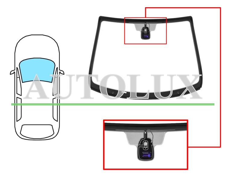 Parabrisas peugeot 207 2009-2012 coupe / cabrio / delantero / verde / con base espejo / con sensor / antena / molduras premontadas. Referencia Eurocode: 6551AGSAMVZ1P