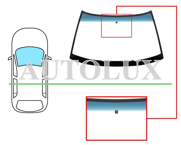Parabrisas rover 400 1990-1995 4 puertas / familiar / delantero / verde banda azul / con base espejo. Referencia Eurocode: 3943AGNBL