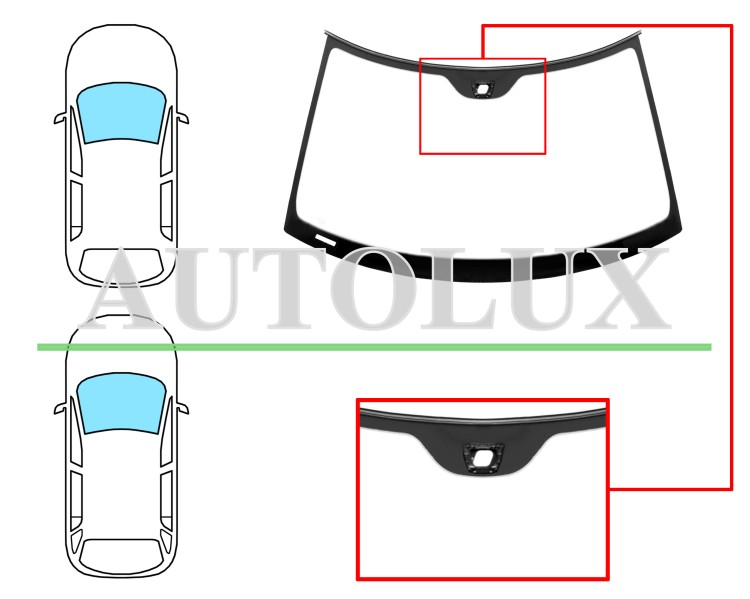 Parabrisas saab 93 2007-2012 4 puertas / familiar / delantero / verde / con sensor / molduras premontadas. Referencia Eurocode: 7411AGSMVW6T