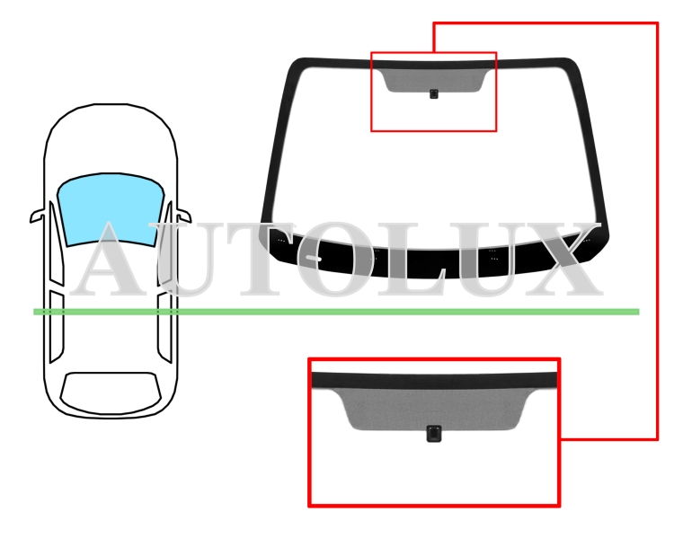 Parabrisas smart fortwo 2014-2020 delantero / verde / con base espejo. Referencia Eurocode: 5387AGSV