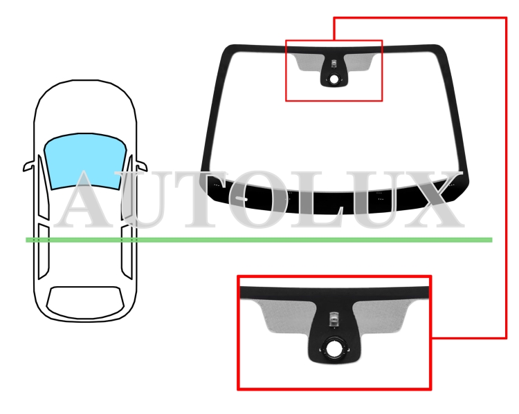 Parabrisas smart fortwo 2014-2020 delantero / verde / con base espejo / con sensor. Referencia Eurocode: 5387AGSMV75