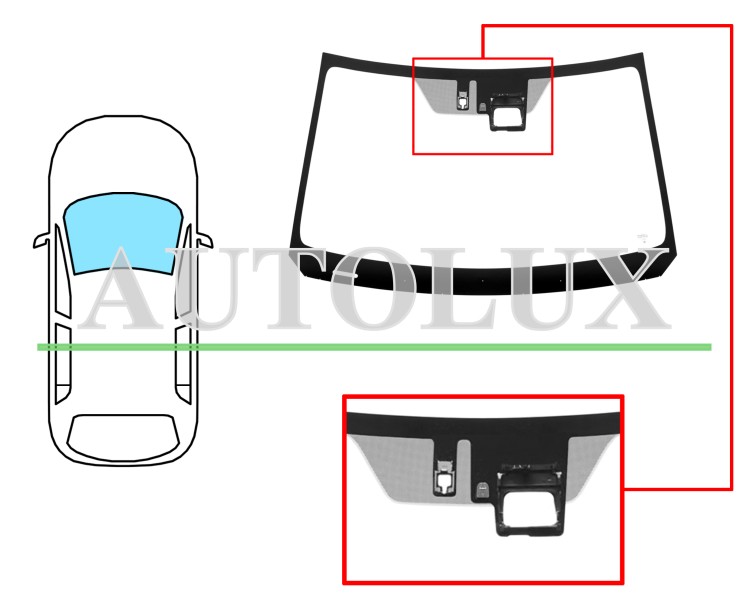 Parabrisas suzuki vitara 2015-2020 delantero / verde / acustico / con base espejo / con sensor / con soporte camara. Referencia Eurocode: 8041AGACMV