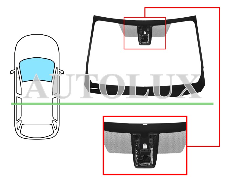 Parabrisas toyota corolla cross 2022-2025 delantero / verde / acustico / con soporte camara. Referencia Eurocode: 8448AGACV