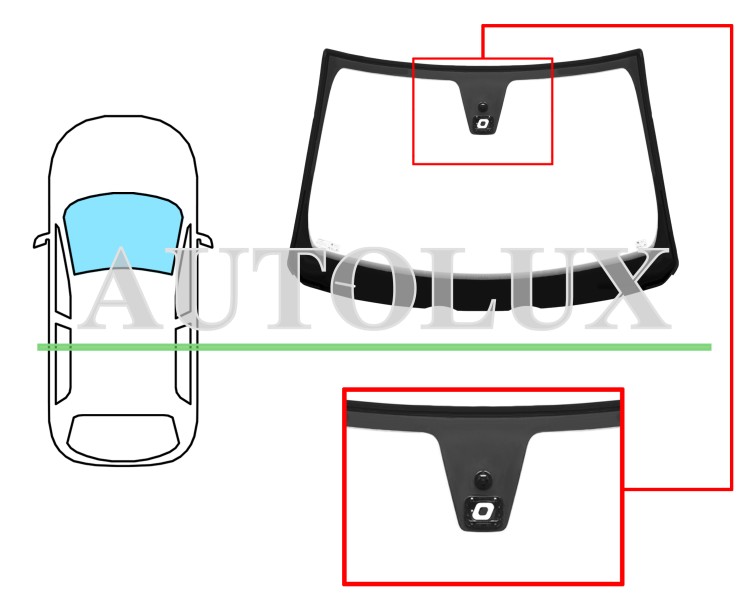 Parabrisas volvo c30 2009-2012 delantero / verde / con base espejo 20cm / con sensor / molduras premontadas. Referencia Eurocode: 8832AGSMVZ2R
