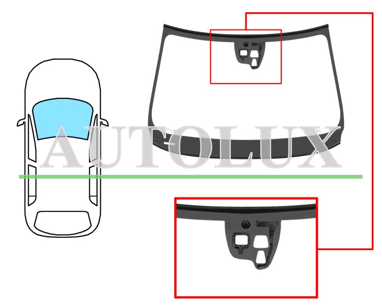 Parabrisas volvo v60 2014-2018 delantero / verde / con base espejo / con sensor cuadrado / con soporte camara / molduras premontadas. Referencia Eurocode: 8841AGNMPVWZ1R