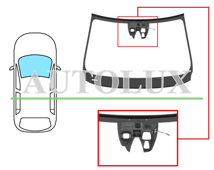 Parabrisas volvo v60 2014-2018 delantero / verde / con base espejo / con sensor cuadrado / con soporte 2 camaras / molduras premontadas. Referencia Eurocode: 8841AGNCMPVWZ2R
