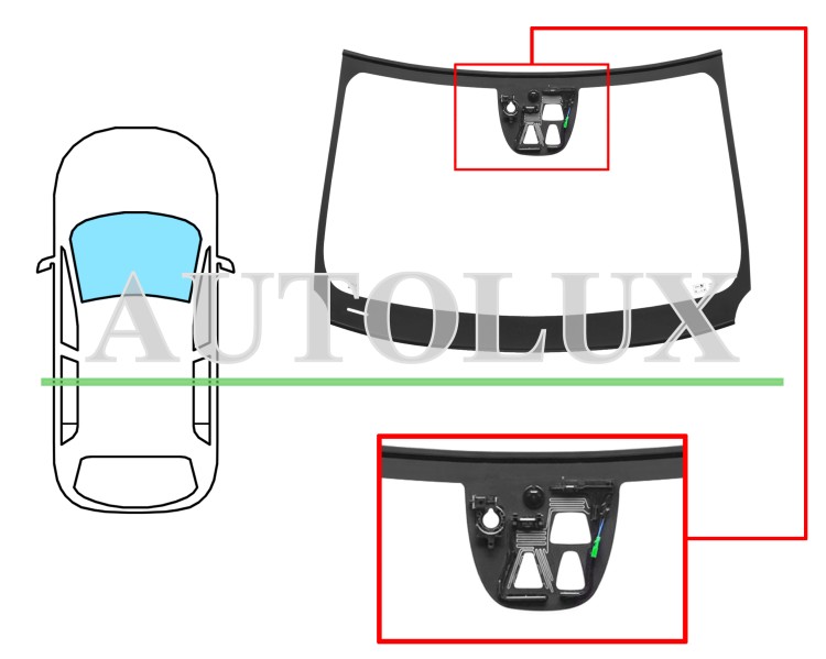 Parabrisas volvo v40 2012-2016 delantero / verde / con sensor / con soporte 2 camaras / molduras premontadas. Referencia Eurocode: 8842AGNCMVWZ6I