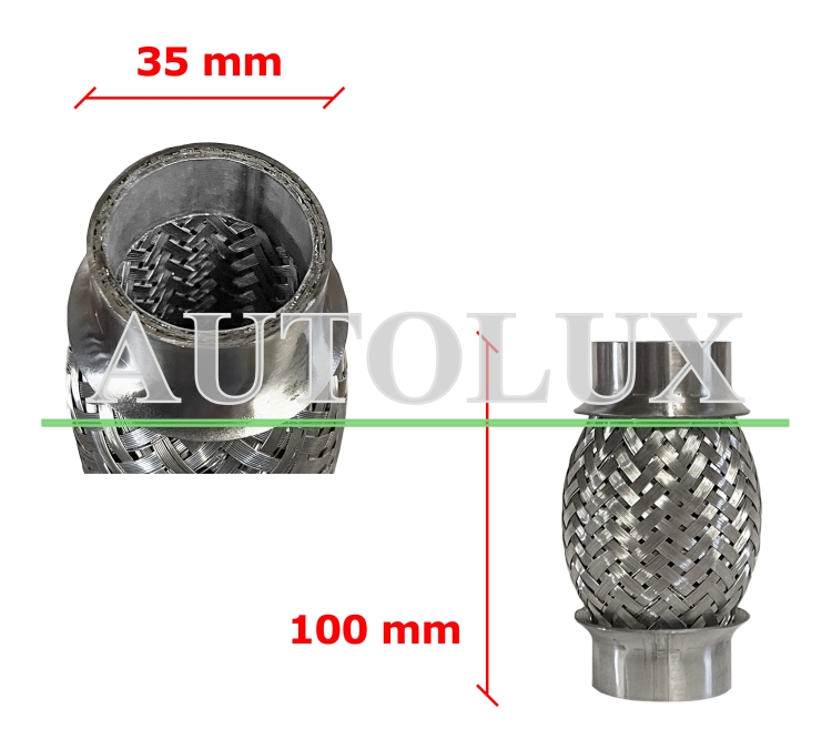 Tubo de escape flexible 35mm diametro x 100mm longitud