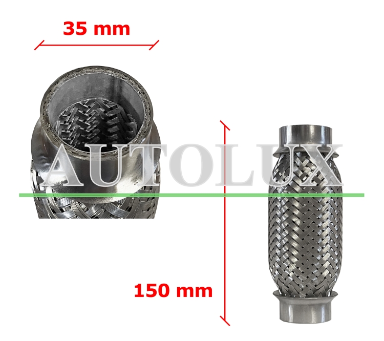 Tubo de escape flexible 35mm diametro x 150mm longitud