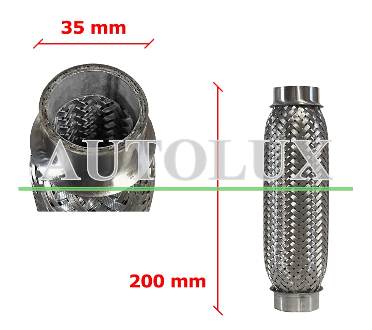 Tubo de escape flexible 35mm diametro x 200mm longitud