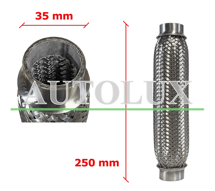 Tubo de escape flexible 35mm diametro x 250mm longitud