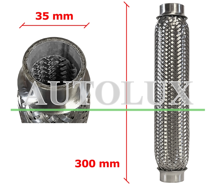 Tubo de escape flexible 35mm diametro x 300mm longitud