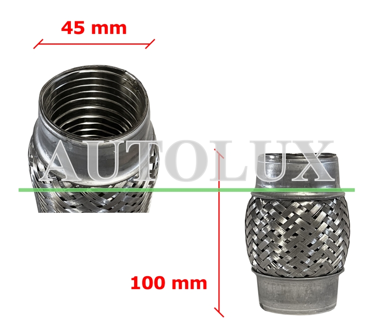 Tubo de escape flexible 45mm diametro x 100mm longitud