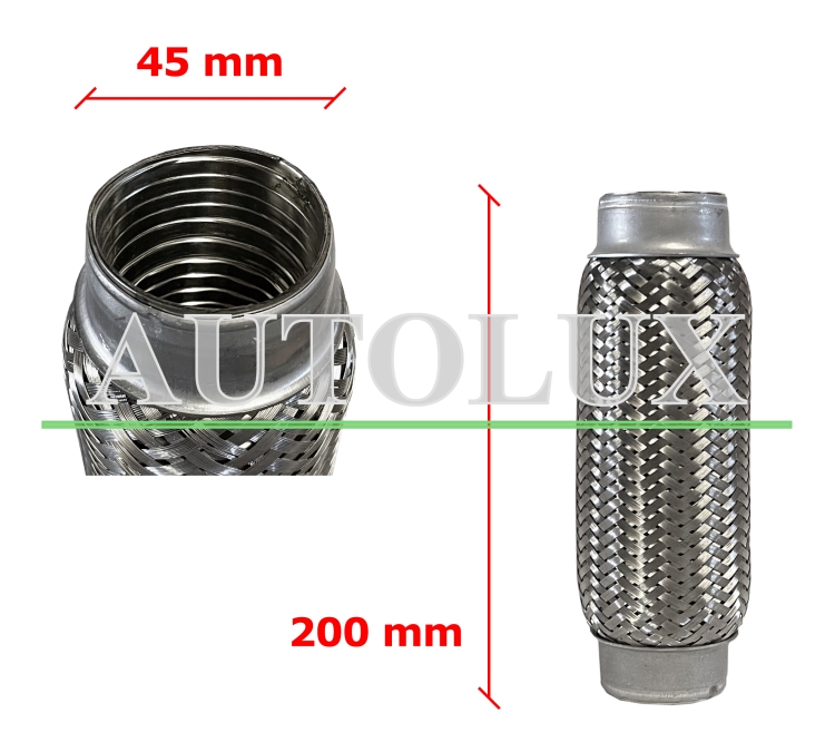 Tubo de escape flexible 45mm diametro x 200mm longitud