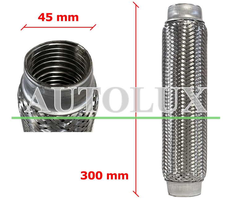Tubo de escape flexible 45mm diametro x 300mm longitud