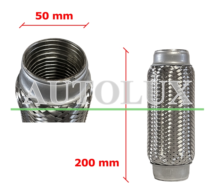 Tubo de escape flexible 50mm diametro x 200mm longitud