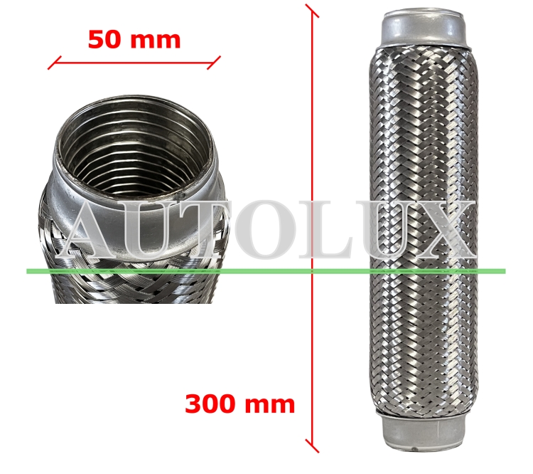 Tubo de escape flexible 50mm diametro x 300mm longitud