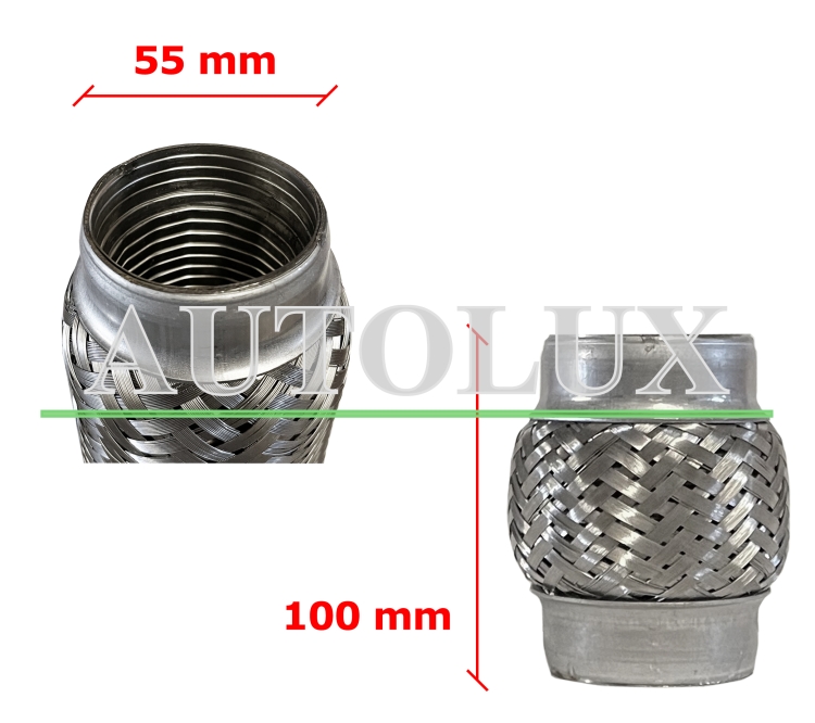 Tubo de escape flexible 55mm diametro x 100mm longitud