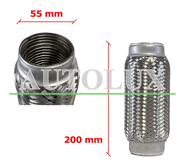 Tubo de escape flexible 55mm diametro x 200mm longitud
