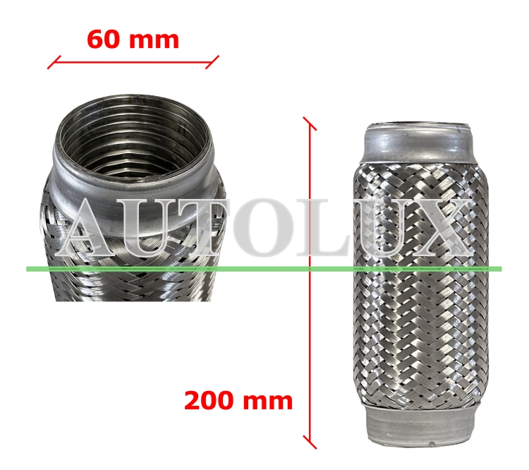 Tubo de escape flexible 60mm diametro x 200mm longitud
