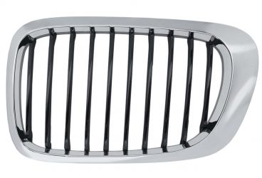 REJILLA BMW SERIE 3 (E46) 1999-2003 COUPE / FRENTE MARCO CROMADO / LAMAS NEGRAS / IZQUIERDA