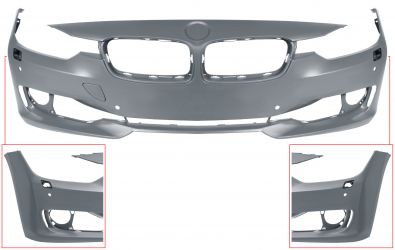 PARACHOQUES BMW SERIE 3 (F30-F31) 2012-2015 DELANTERO / BASIS / CON LAVAFAROS / CON SENSOR / IMPRIMADO