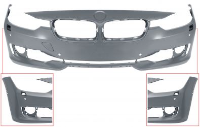PARACHOQUES BMW SERIE 3 (F30-F31) 2012-2015 DELANTERO / MODERN / SPORT / LUXURY / CON LAVAFAROS / CON SENSOR / CON ASSIST PARK / CON VIEW CAM LATERAL / IMPRIMADO