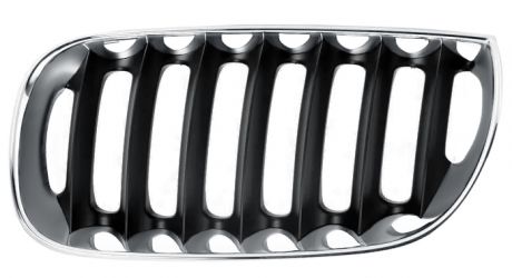 REJILLA BMW X3 (E83) 2004-2006 FRENTE / MARCO CROMADO / LAMAS NEGRAS / IZQUIERDA