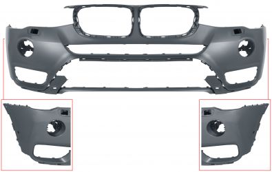 PARACHOQUES BMW X3 (F25) 2014-2017 DELANTERO / CON ANTINIEBLAS HALOGENOS / CON LAVAFAROS / CON PARK ASSIST / IMPRIMADO