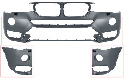 PARACHOQUES BMW X3 (F25) 2014-2017 DELANTERO / CON ANTINIEBLAS LED / CON LAVAFAROS / IMPRIMADO