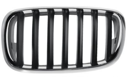 REJILLA BMW X6 (E71-E72) 2007-2014 FRENTE / MARCO CROMADO / LAMAS NEGRAS / IZQUIERDA