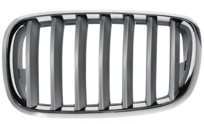 REJILLA BMW X6 (E71-E72) 2007-2014 FRENTE / MARCO CROMADO / LAMAS TITANIO / IZQUIERDA