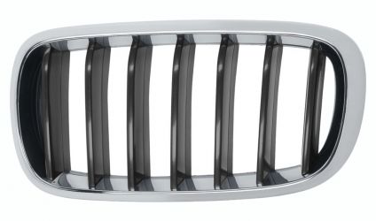 REJILLA BMW X6 (F16) 2014-2019 FRENTE / MARCO CROMADO / LAMAS NEGRAS / IZQUIERDA
