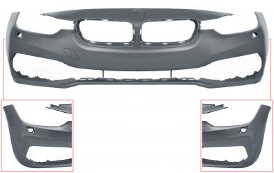 PARACHOQUES BMW SERIE 3 (F30-F31) 2015-2018 DELANTERO / SPORT / CON LAVAFAROS / IMPRIMADO