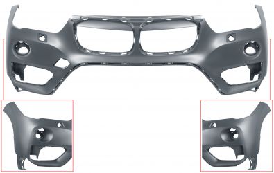 PARACHOQUES BMW X1 (F48) 2015-2019 DELANTERO / SUPERIOR / CON LAVAFAROS / IMPRIMADO